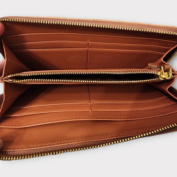 MIU MIU Crocodile Embossed Leather Zip Around Long Wallet, Salmon Pink - Picture 8 of 9